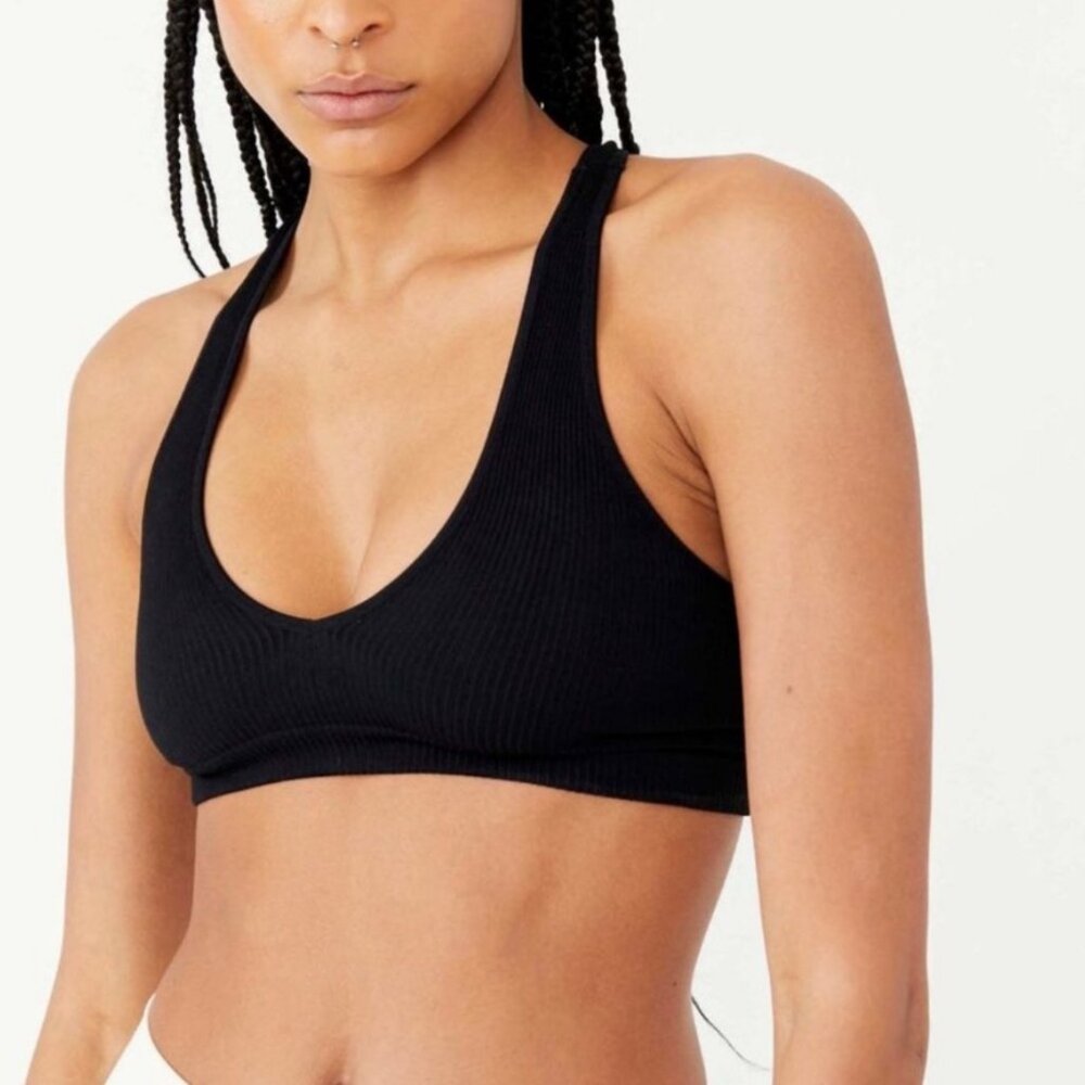 Free People Intimately Make It Mine Black Ribbed Bralette size small